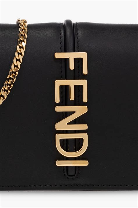 fendi black leather|fendi leather wallet on chain.